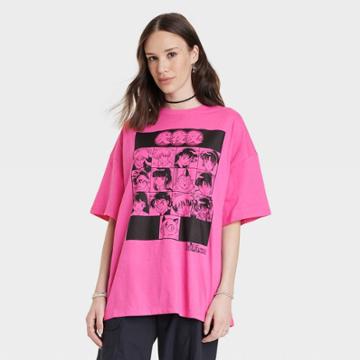 Women's Inuyasha Oversized Short Sleeve Graphic T-shirt - Pink