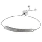 Distributed By Target Adjustable Bracelet With Clear Cz And Mother Bar In Silver Plate - Clear/gray