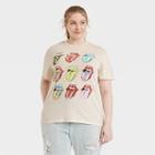 Women's The Rolling Stones Plus Size Multi Logo Short Sleeve Graphic T-shirt - Beige