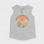 Girls' Notch Front Graphic T-shirt - Art Class Gray