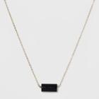 Silver Plated Onyx Barrel Stone Necklace - A New Day Gold, Girl's