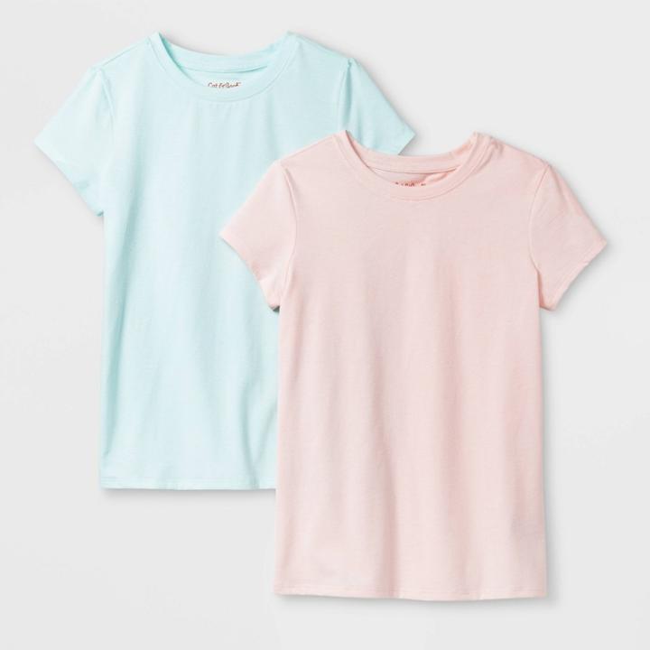 Petitegirls' 2pk Solid Short Sleeve T-shirt - Cat & Jack Pink/aqua