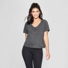 Women's Ribbed V - Neck T - Shirt - Joylab Gray Heather