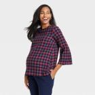 The Nines By Hatch Bell 3/4 Sleeve Maternity Blouse - Purple Plaid