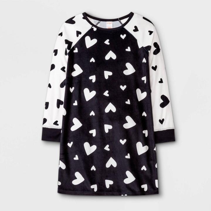 Girls' Contrast Heart Nightgown - Cat & Jack Black