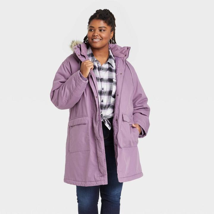 Women's Plus Size Arctic Parka Jacket - Universal Thread Plum