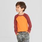 Toddler Boys' Long Sleeve Raglan T-shirt - Cat & Jack Orange/dark Red