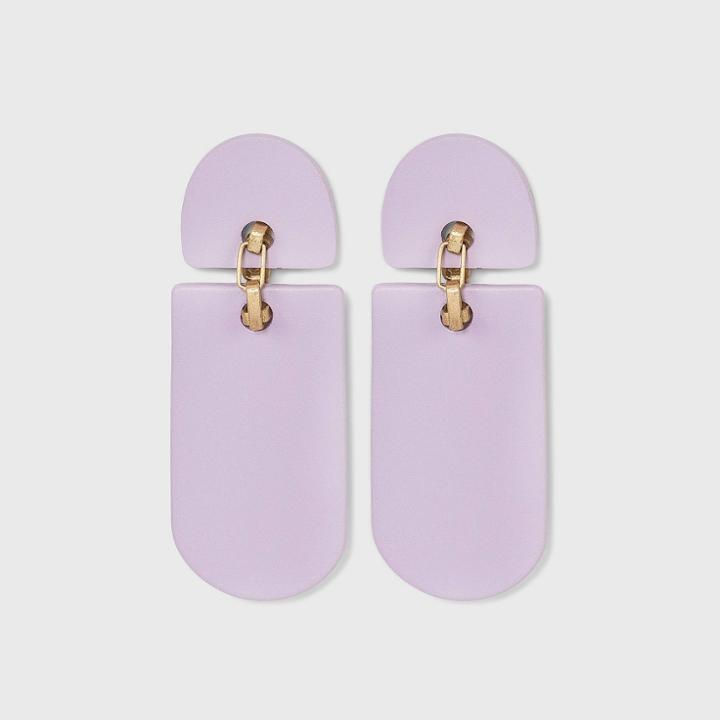 Elongated Flat Arc Drop Earrings - Universal Thread Purple