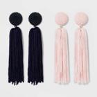 Sugarfix By Baublebar Beaded Studs Monochrome Tassel Earring Set - Navy, Women's, Blue