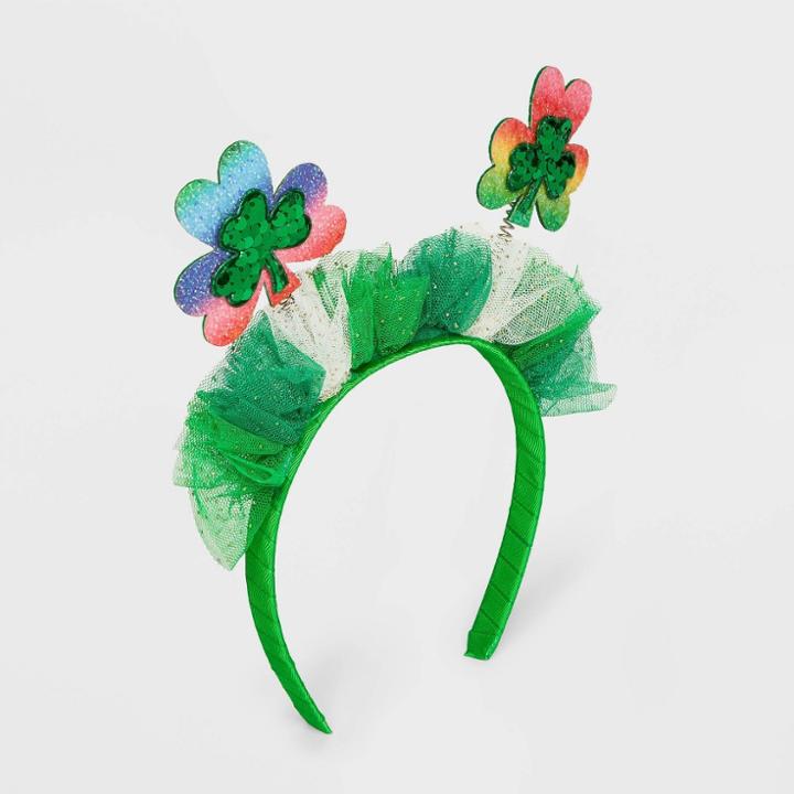 Girls' Shamrock Tulle Headband - Cat & Jack Green