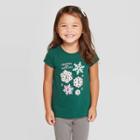 Petitetoddler Girls' Short Sleeve 'snowflake' T-shirt - Cat & Jack Green
