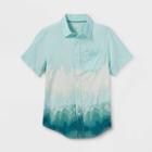 Boys' Dip-dye Print Challis Short Sleeve Woven Shirt - Cat & Jack Mint/ocean Green