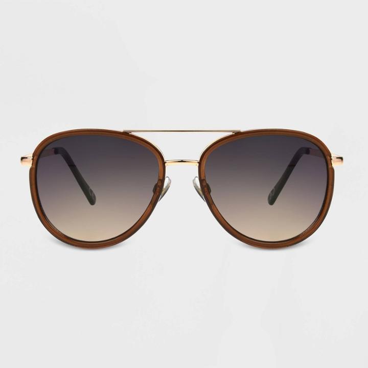 Women's Aviator Sunglasses - A New Day Brown,
