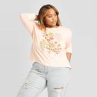 Women's Plus Size Botanical Floral Stem Long Sleeve T-shirt - Fifth Sun (juniors') - Pink 1x, Women's,