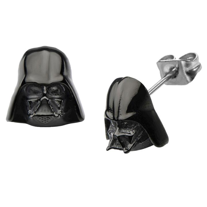 Men's Star Wars Darth Vader 3d Casted Ion Plated Stud Earrings - Black,