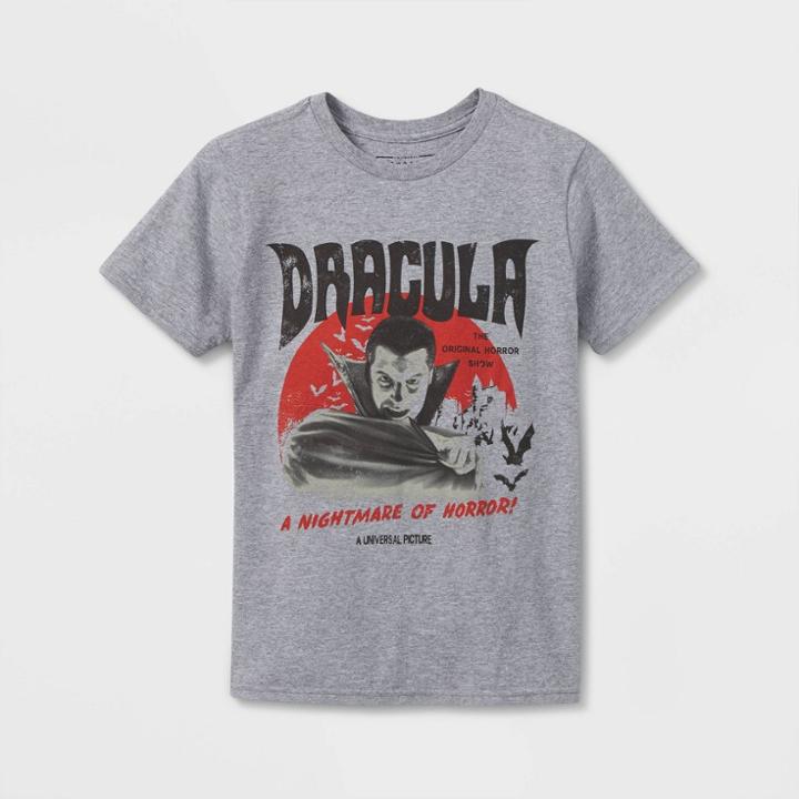 Universal Boys' Dracula Halloween Short Sleeve Graphic T-shirt - Heather Gray