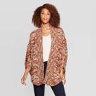 Women's Rolled Edge Poncho - Universal Thread Navy One Size, Women's, Brown