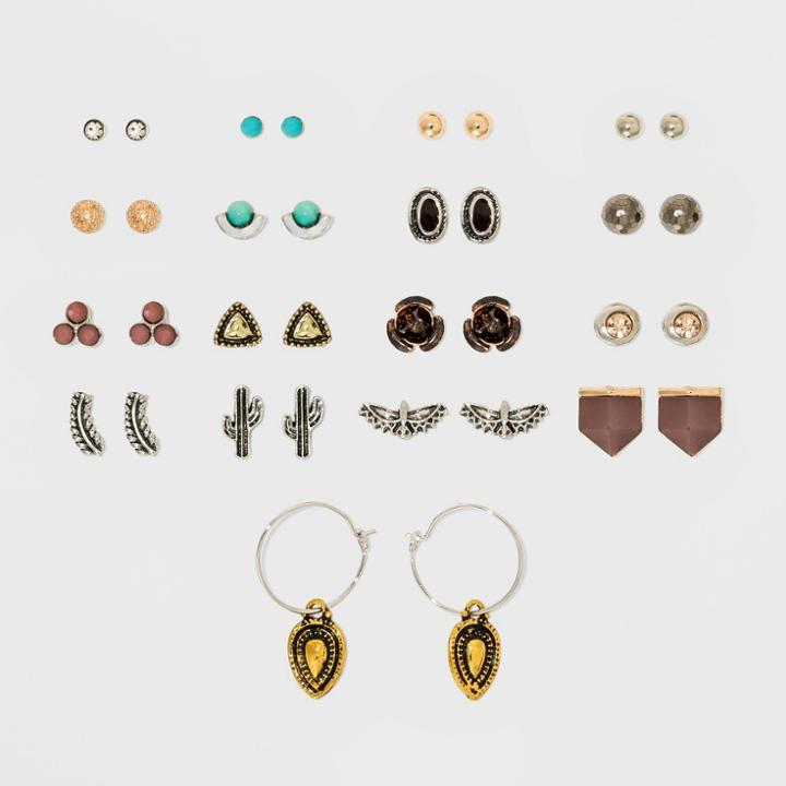 Target Geometric Shapes, Textured, Shiny, Hoops, And Icons Multi Earrings 18ct - Wild Fable,