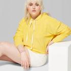 Women's Plus Size Long Sleeve Cropped Terry Hoodie - Wild Fable Yellow