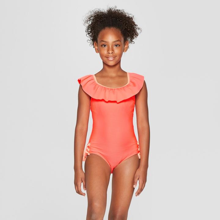 Plus Size Girls' Jack Fruit One Piece Swimsuit - Cat & Jack Coral