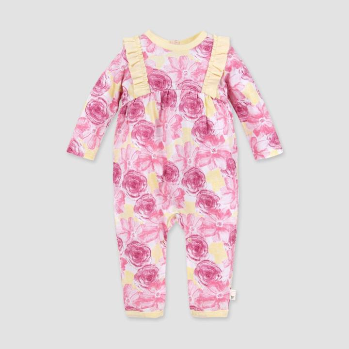 Burt's Bees Baby Baby Girls' Organic Cotton Vibrant Blooms Jumpsuit - Pink 0-3m, Girl's, Purple Pink