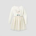 Girls' Long Sleeve Reindeer Tulle Dress - Cat & Jack Cream
