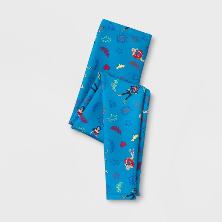 Girls' Dc Comics Dc Super Hero Girls Leggings Pants - Blue