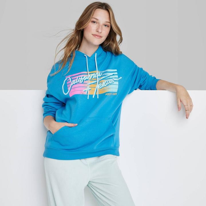 Women's Ascot + Hart California Texas Graphic Hooded Sweatshirt - Blue