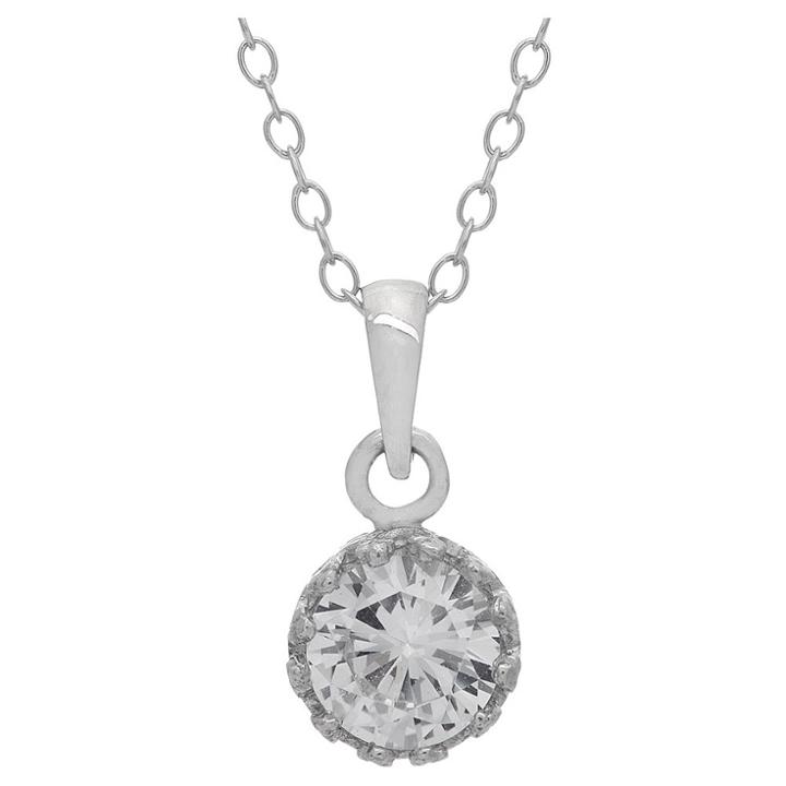 5/6 Tcw Tiara White Sapphire Crown Pendant In Sterling