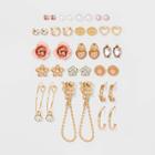 Hearts And Rose Mixed Stud And Mini Hoop Earring Set 18pc - Wild Fable , Pink