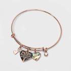 No Brand Silver Plated 'family' Charm Cubic Zirconia And Abalone Bracelet - Rose Pink
