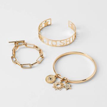 Girls' 3pk 'born To Shine' Bracelet Set - Art Class Gold
