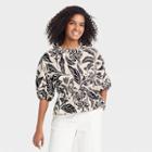 Women's Balloon Elbow Sleeve Popover Blouse - Who What Wear Cream Floral M, Ivory Floral