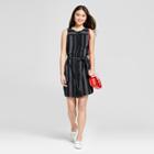 Women's Striped Sleeveless Shirtdress - A New Day Black/white