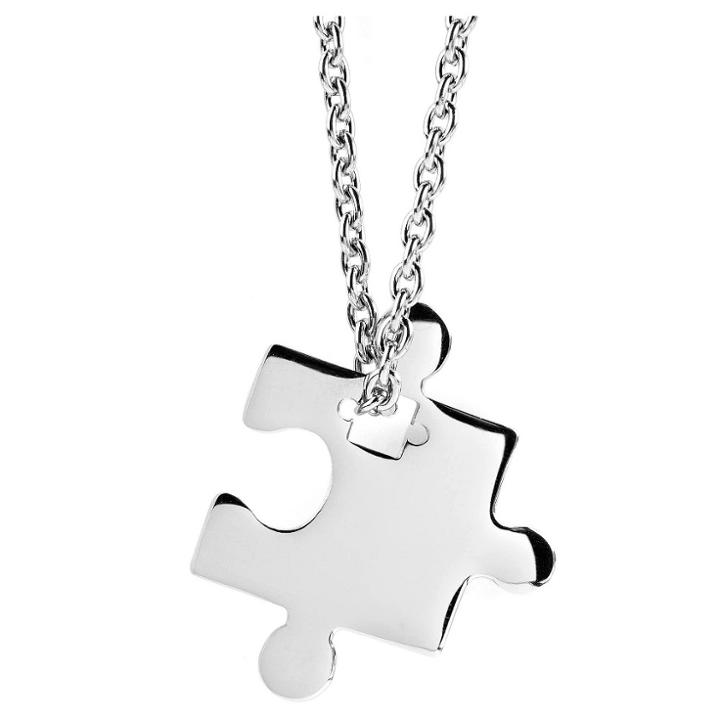 West Coast Jewelry Stainless Steel Jigsaw Puzzle Piece Pendant Necklace, Girl's,