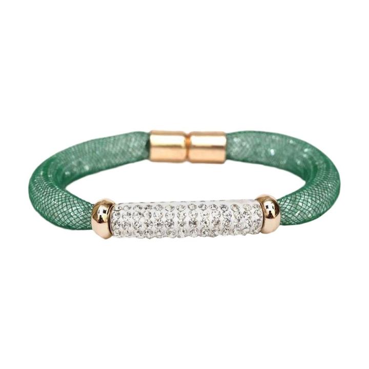 Women's Zirconite Fishnet Pave Bar Bracelet-green, Green