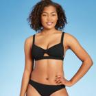 Shade & Shore Women's Knot-front Crepe Textured Bralette Bikini Top - Shade &