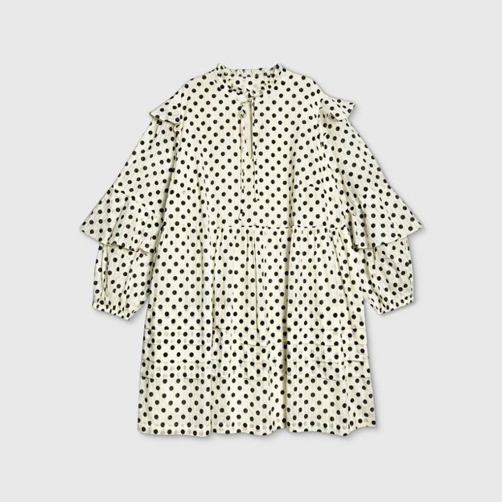 Women's Plus Size Polka Dot Balloon Long Sleeve Dress - Who What Wear Cream 1x, Women's, Size: