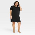 Women's Plus Size Beautifully Soft Short Sleeve Nightgown - Stars Above Black