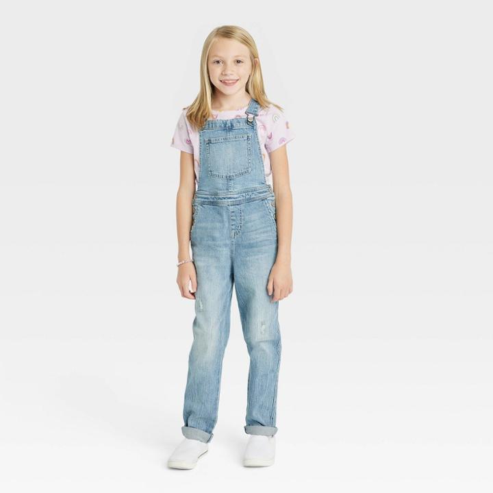 Girls' Overalls - Cat & Jack Light Wash Xxl,