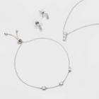 Cubic Zirconia Silver Plated Brass Earring Pendant & Bracelet Set - A New Day Silver, Women's,