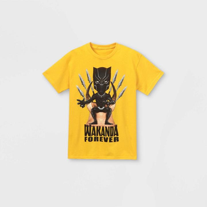 Boys' Marvel 'wakanda Forever' Short Sleeve Graphic T-shirt - Yellow