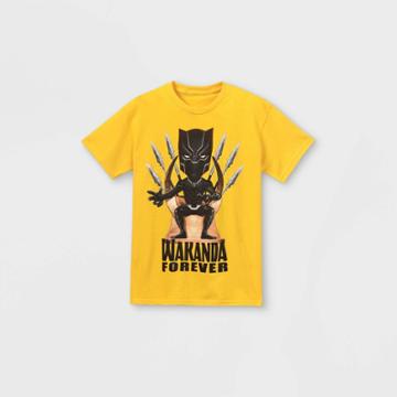 Boys' Marvel 'wakanda Forever' Short Sleeve Graphic T-shirt - Yellow