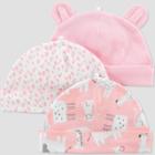 Baby Girls' 3pk Caps - Just One You Made By Carter's Pink 0-3m, Girl's,