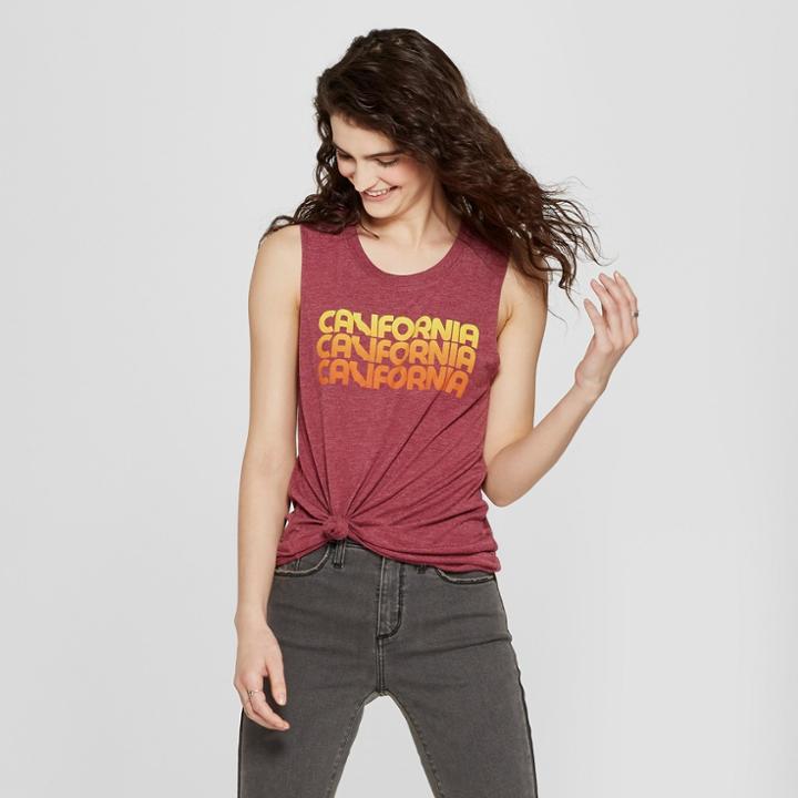 Women's California Repeat Graphic Tank Top - Awake Burgundy