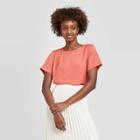 Women's Short Sleeve Round Neck Satin T-shirt - A New Day Red