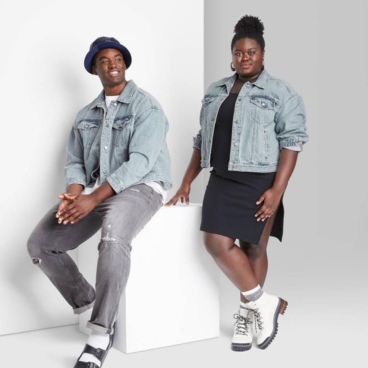 Plus Size Cropped Denim Trucker Jacket - Wild Fable Light Wash