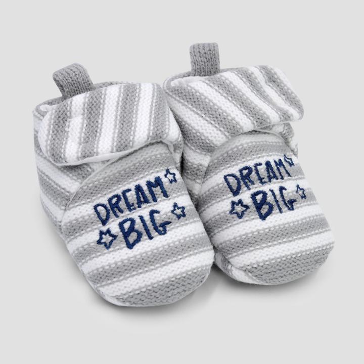 Babys' Knit Stripe Slipper - Cloud Island Grey 0-6m, Infant Unisex, Gray