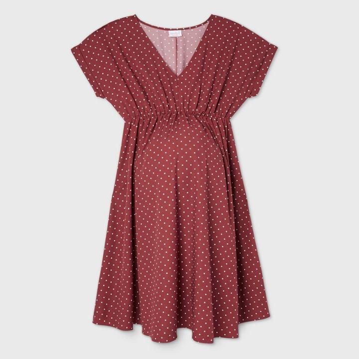 Polka Dot Short Sleeve Crepe Maternity Dress - Isabel Maternity By Ingrid & Isabel Rose