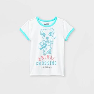 Girls' Nintendo Animal Crossing Ringer Short Sleeve Graphic T-shirt - Off-white